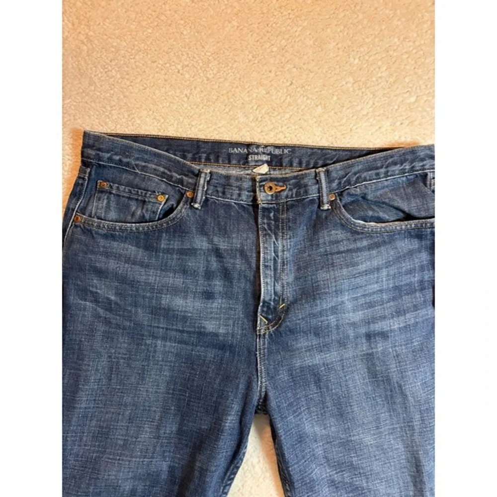 Banana Republic Straight‎ Leg Jeans Mens 36x32 Blue Medium Wash Denim